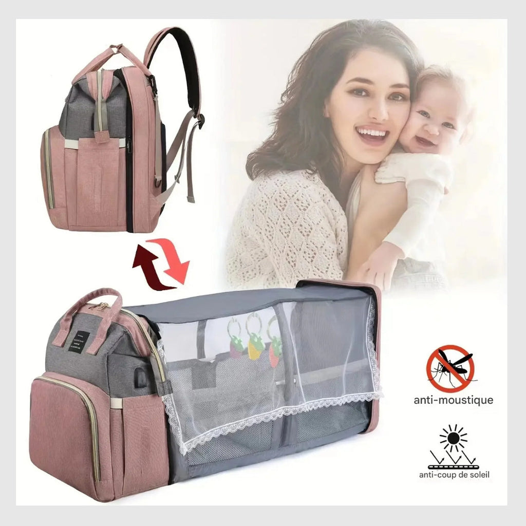 BabyNest 3-en-1™ – Le sac à langer, berceau et parc de jeu tout-en-un.