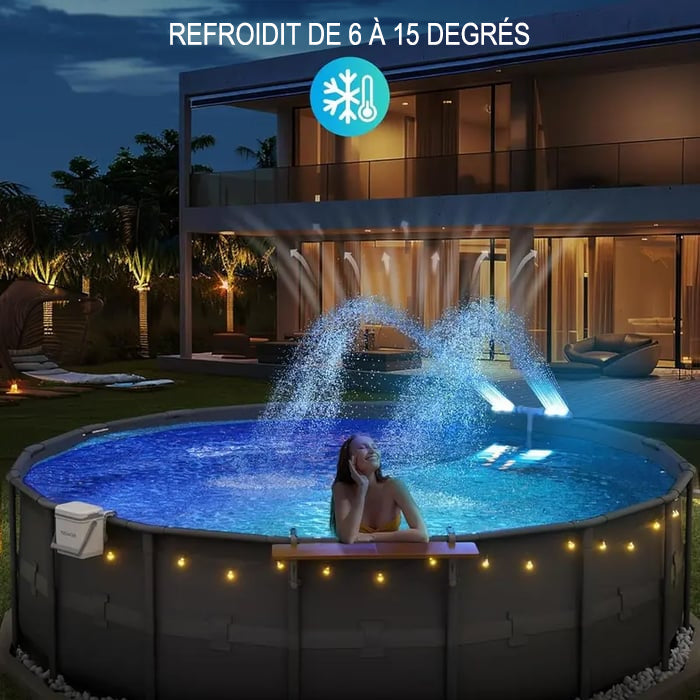 LumiPlouf™ – Fontaine Solaire à LED pour Piscine.
