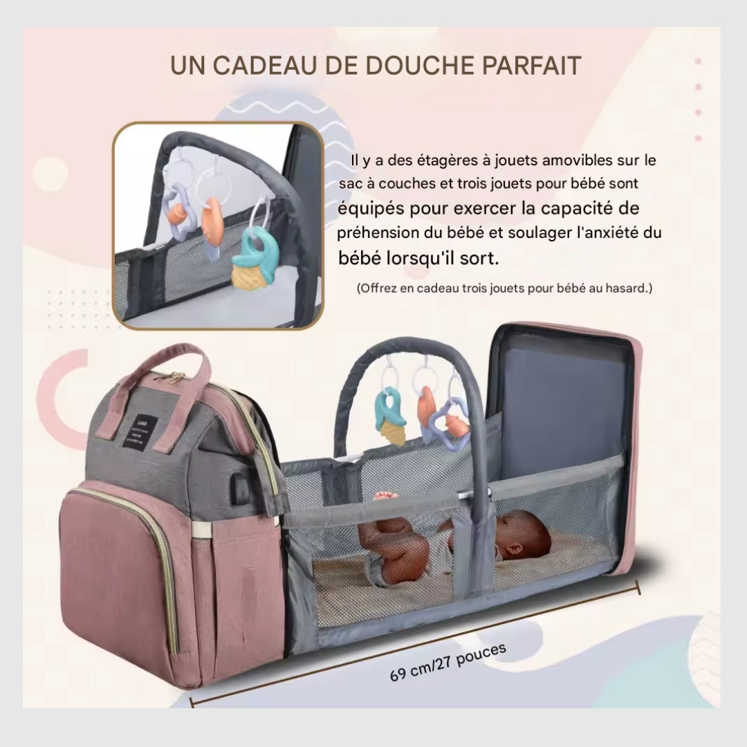 BabyNest 3-en-1™ – Le sac à langer, berceau et parc de jeu tout-en-un.
