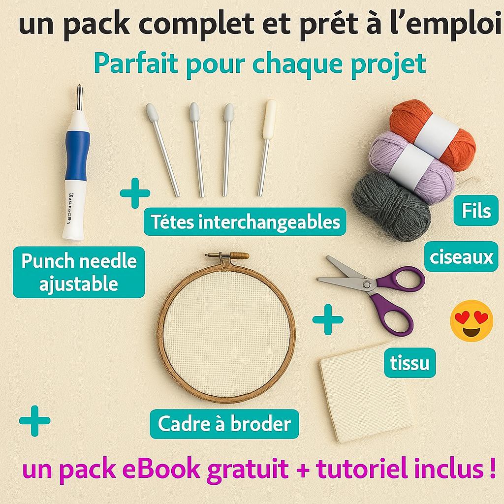 Kit Punch Needle Complet – Créez, Brodez, Détendez-vous !