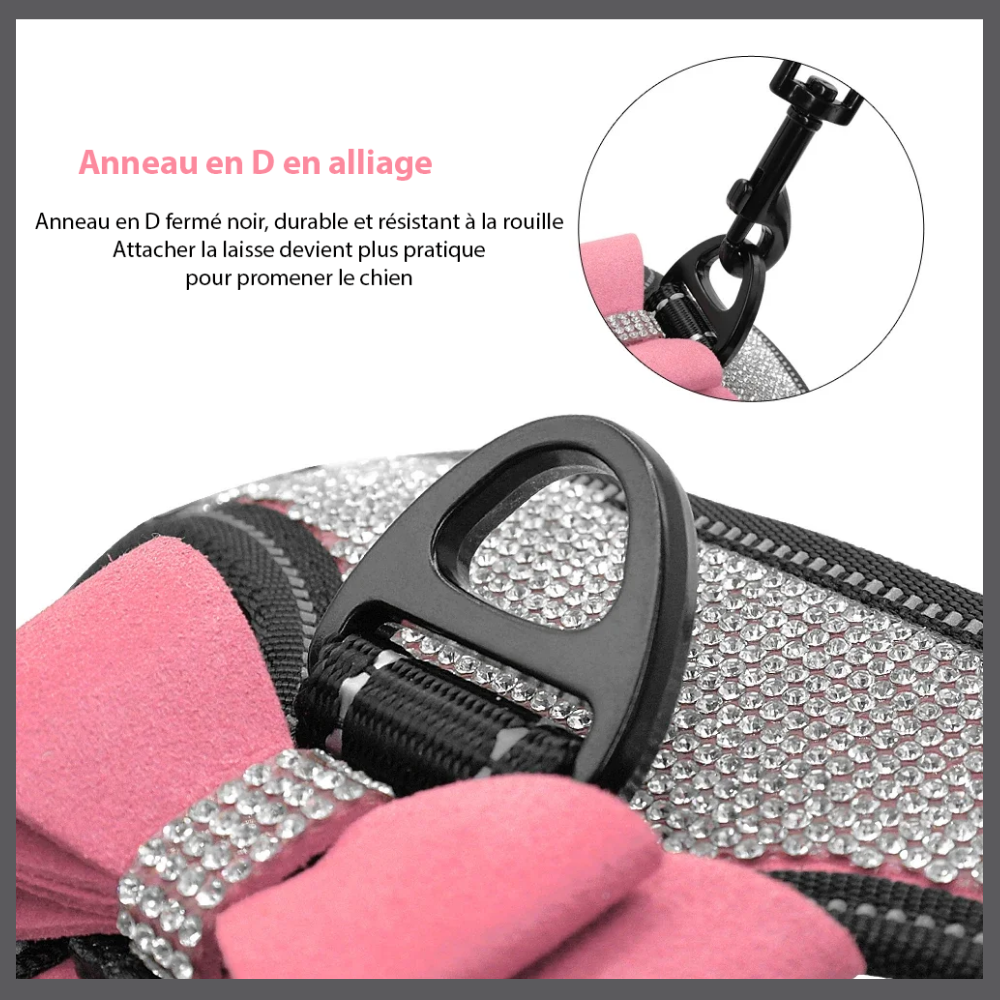 Harnais Bling pour Chien avec Nœud
