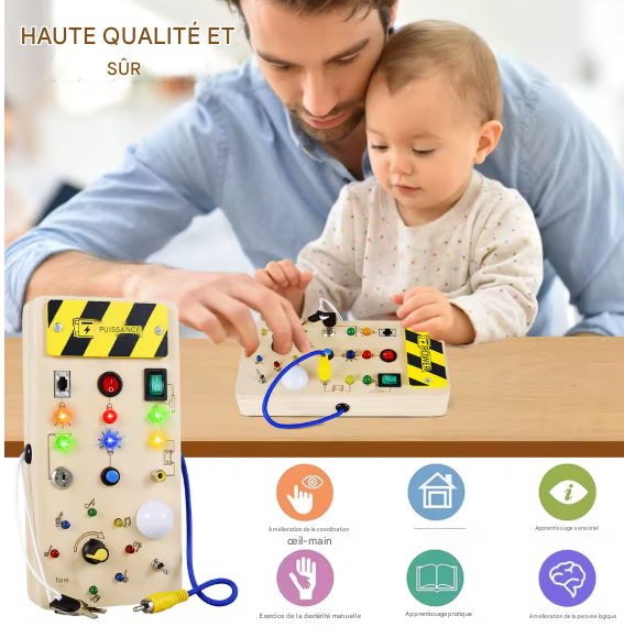 Jouet d’Éveil Scientifique en Bois– Exploration & Lumières LED