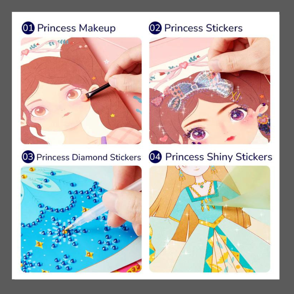 Coffret de jeu d'habillage 3 en 1 : maquillage de princesse fantastique
