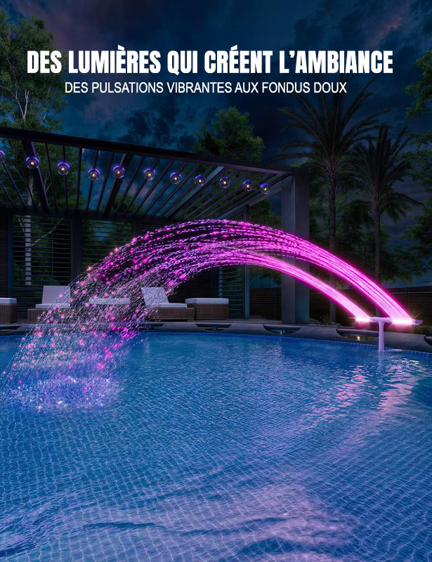LumiPlouf™ – Fontaine Solaire à LED pour Piscine.
