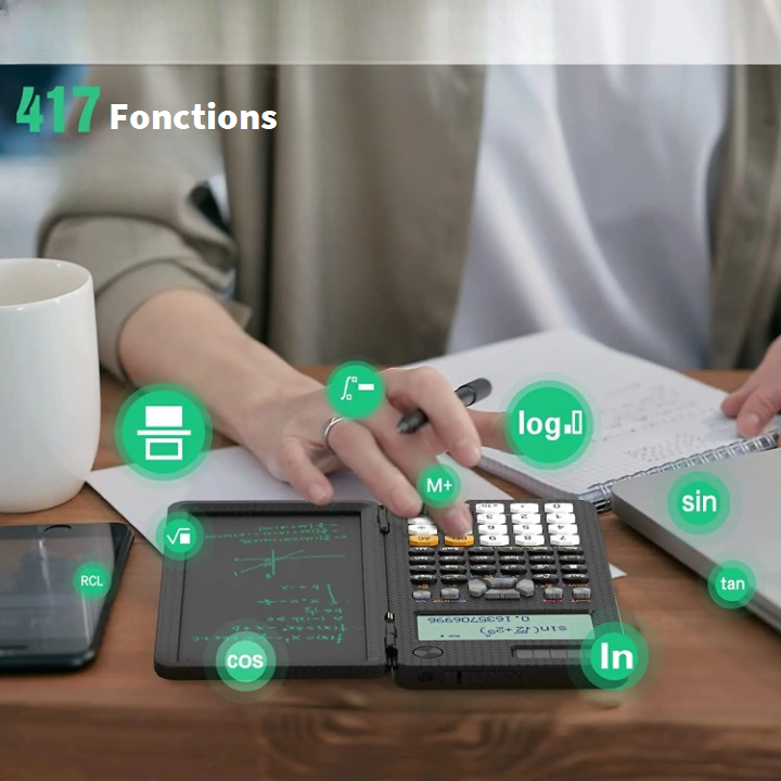 Calculatrice scientifique solaire avec bloc-notes LCD